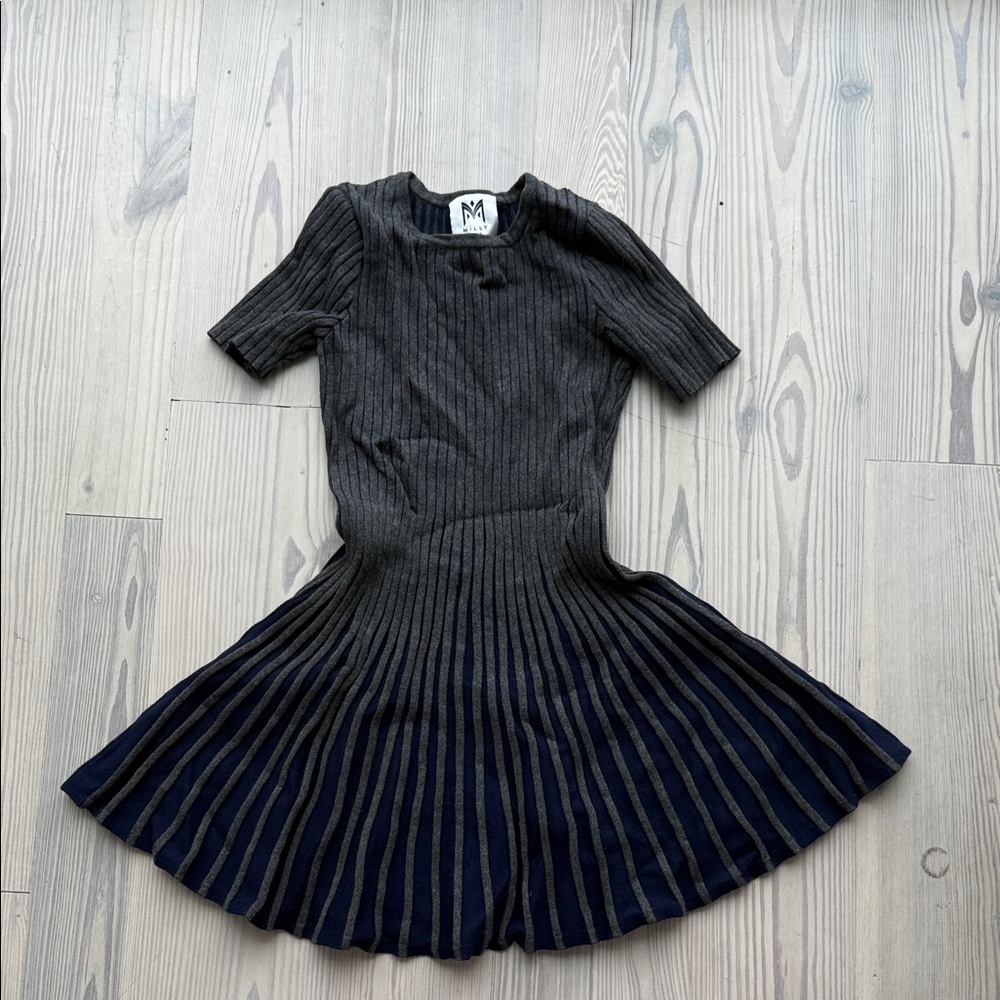 Milly Black and Gray Ribbed Kids Dress